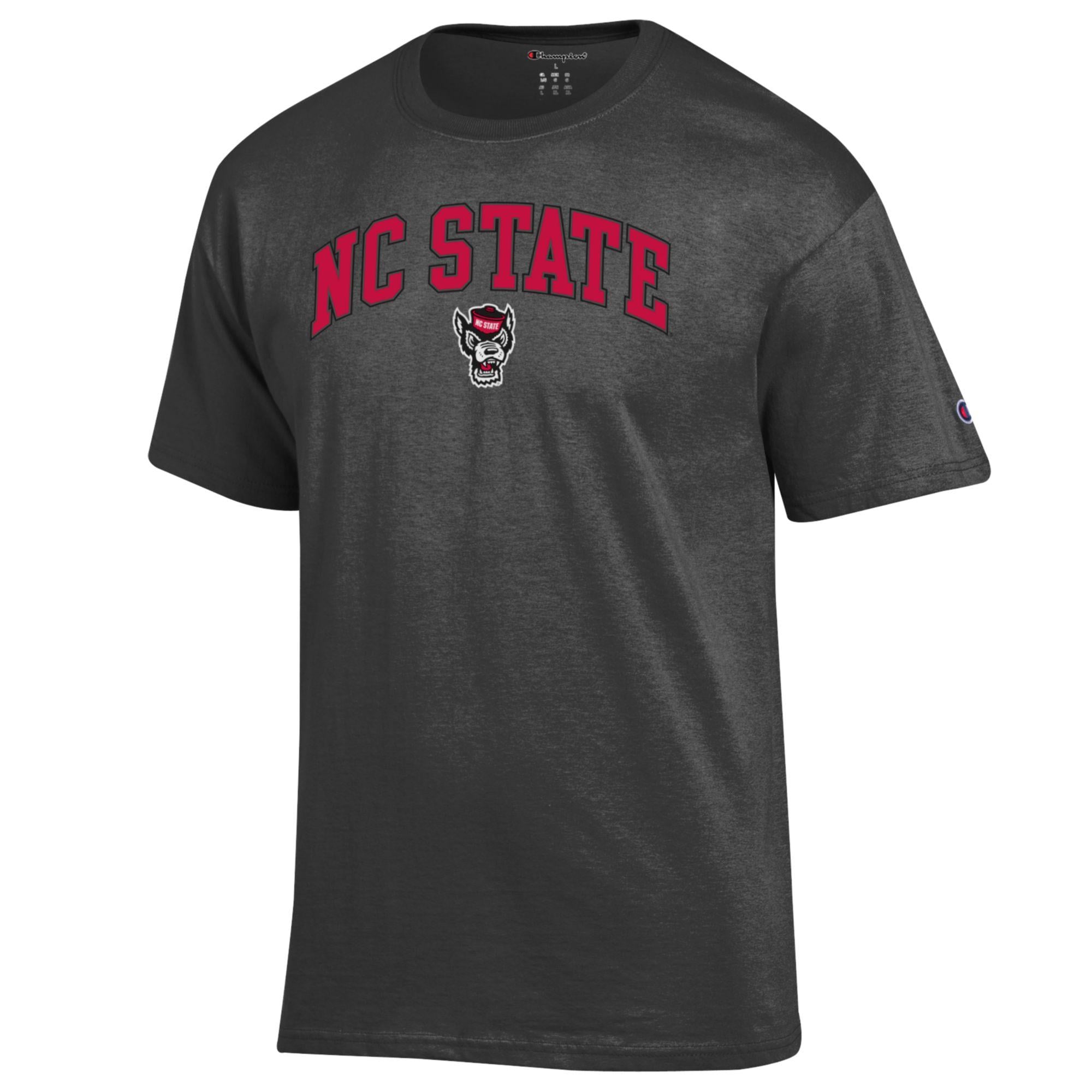 Men's Champion  Heather Charcoal NC State Wolfpack Arch Over Logo T-Shirt